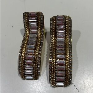 Vintage Avante-Garde Roxanne Assoulin Diamante 2.5 inch Wavy Ribbon Earrings